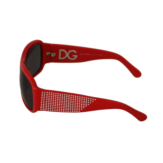 Dolce & Gabbana DG4027 Red Crystal Black Lens Shades Sunglasses with polycarbonate frame and UV protection for women.
