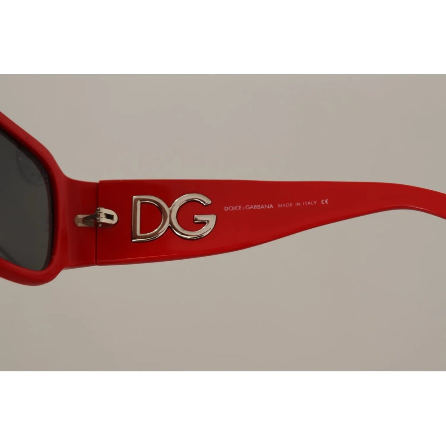 Dolce & Gabbana DG4027 Red Crystal Black Lens Shades Sunglasses side view with logo detail.