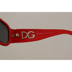 Dolce & Gabbana DG4027 Red Crystal Black Lens Shades Sunglasses side view with logo detail.