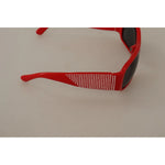 Dolce & Gabbana DG4027 Red Crystal Black Lens Shades Sunglasses for Women with UV protection, side view of red frame detail.