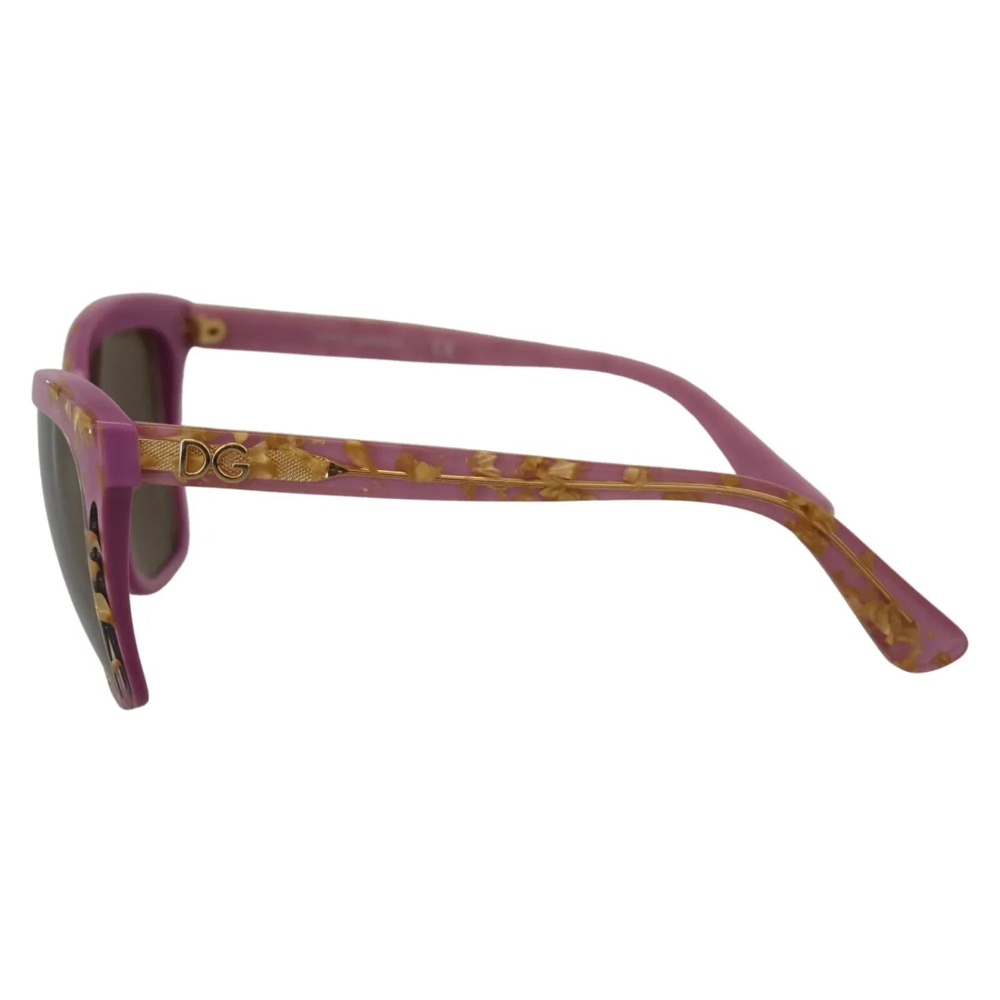 Side view of Dolce & Gabbana DG4251 Violet Full Rim Rectangle Frame Shades Sunglasses with brown gradient lenses showing minor scratches.