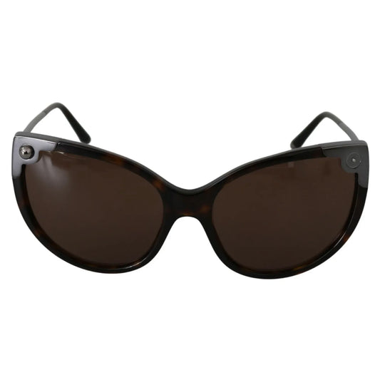 Dolce & Gabbana DG4337 Dark Havana Cat Eye Women Eyewear Sunglasses, brown acetate frame, 100% UV protection, missing left metal stud.