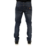 Dolce & Gabbana Dark Blue Washed Running Ripped Denim Jeans back view