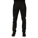 Dolce & Gabbana Dark Brown Tattered Cotton Skinny Denim Jeans