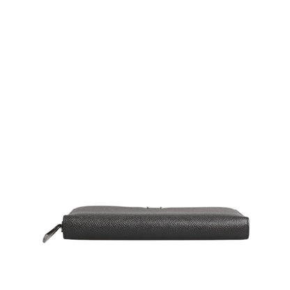 Dolce & Gabbana Dark Gray Leather DG Logo Zip Around Continental Wallet