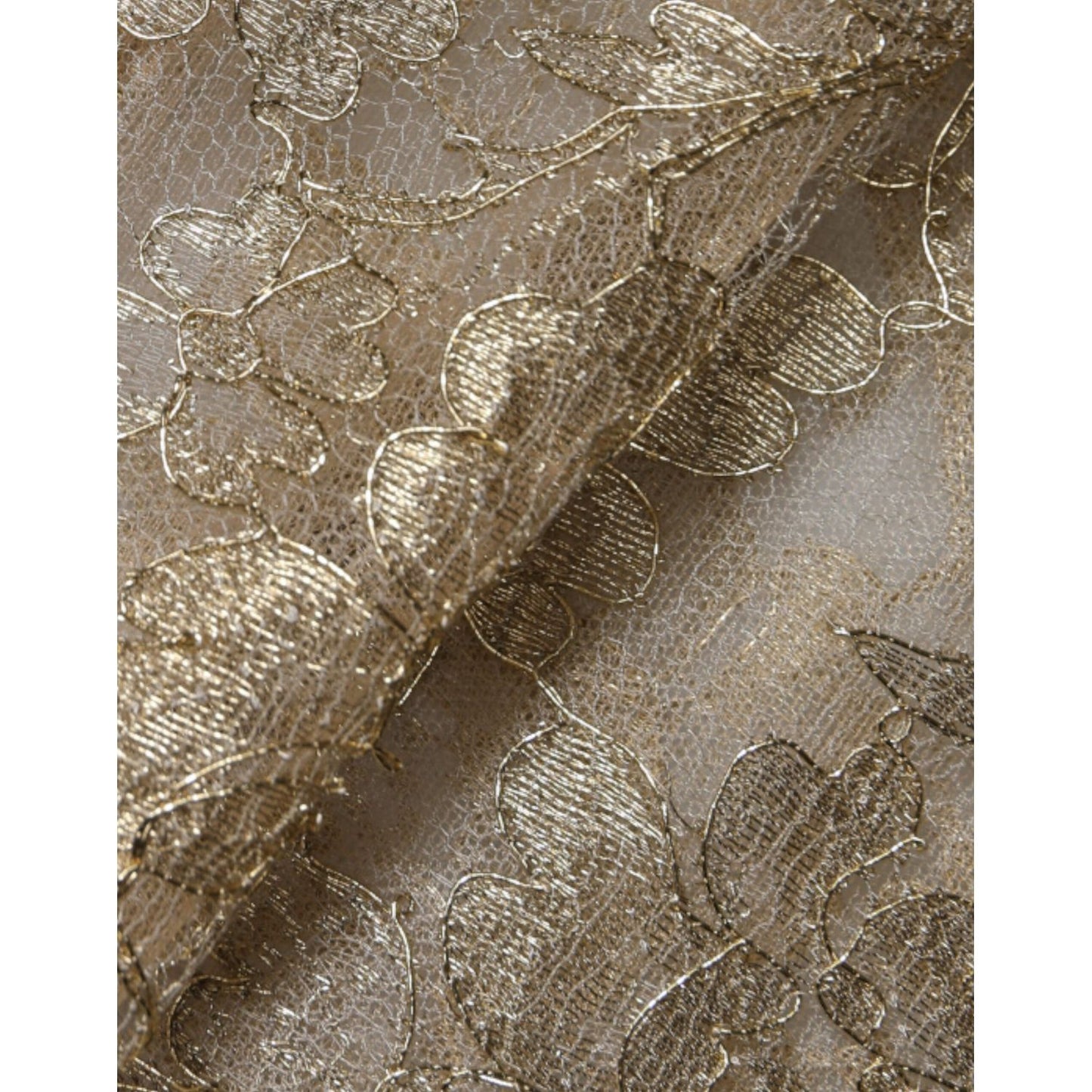 Dolce & Gabbana Gold Floral Lace A-line Sheath Mini Dress fabric detail