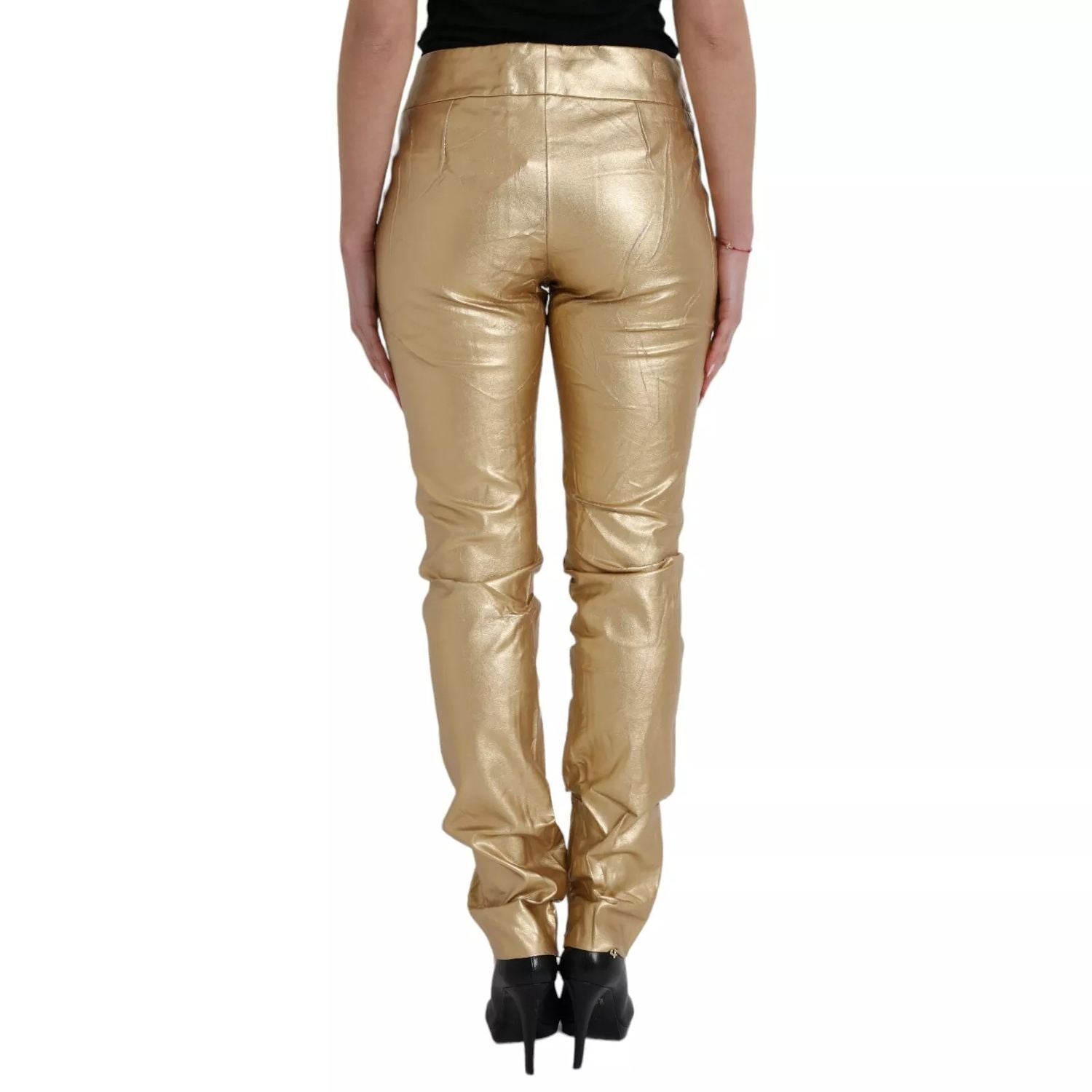 Dolce & Gabbana Gold High Waist Skinny Women Metallic Pants
