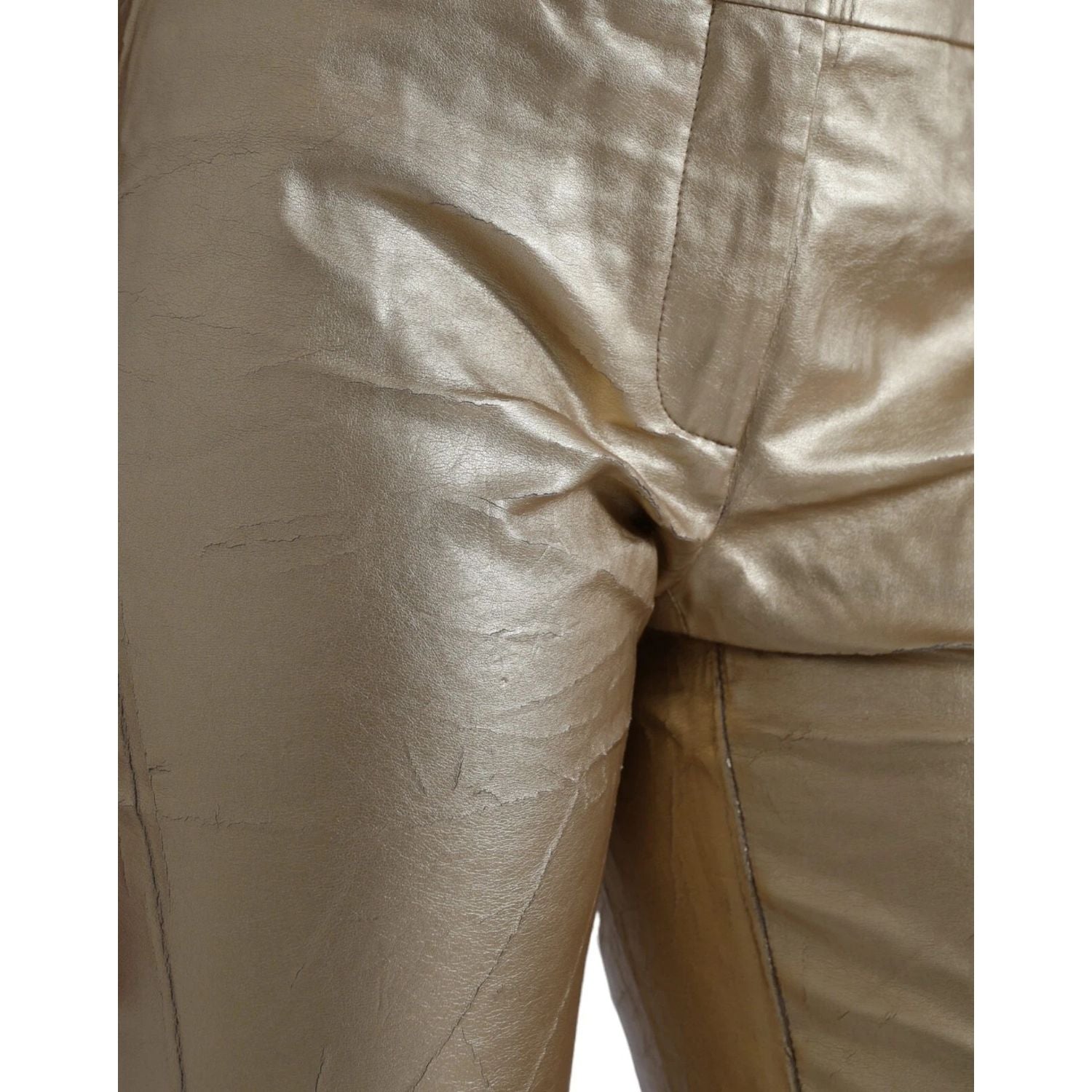 Dolce & Gabbana Gold High Waist Skinny Women Metallic Pants
