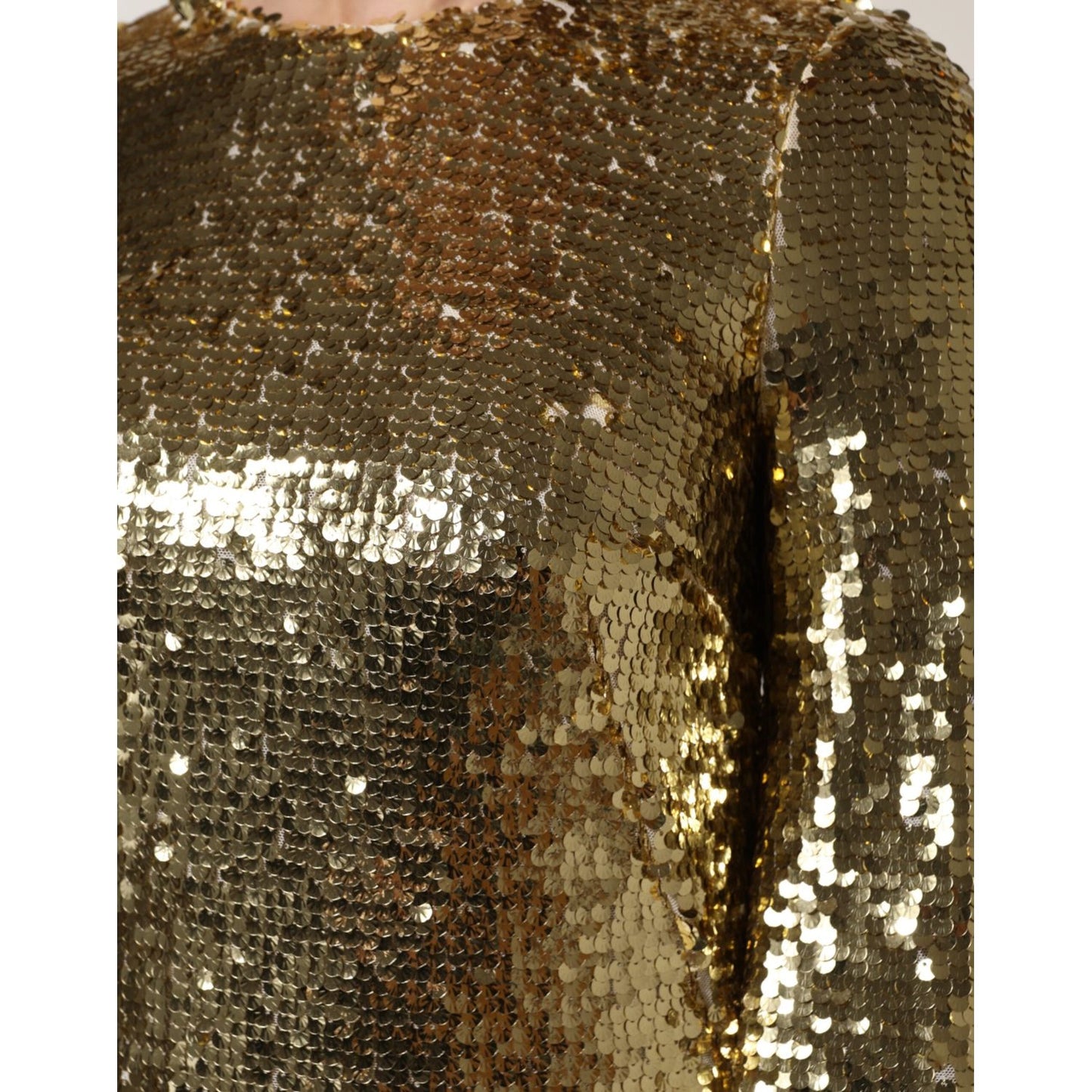Dolce & Gabbana Gold Sequin Long Sleeve Mini Dress
