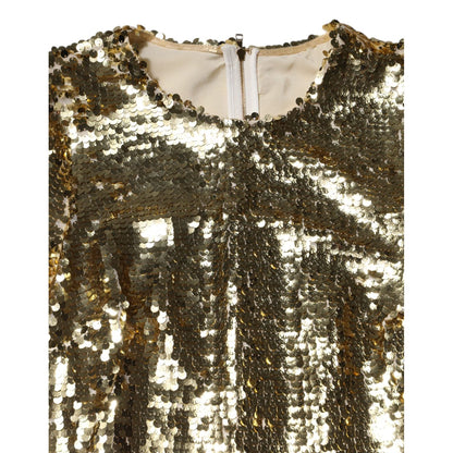 Dolce & Gabbana Gold Sequin Long Sleeve Mini Dress