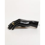 Dolce & Gabbana Gold Tone Enamel Brass Signet DG Logo Adjustable Ring on display