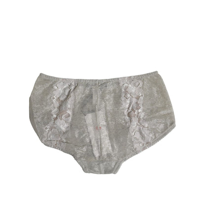 Dolce & Gabbana Gray Cotton Floral Lace High Waist Panty Underwear