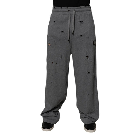 Dolce & Gabbana Gray Cotton RipStyle Straight Sweatpants Pants 1728,67345645728,Athletic Pants - Pants - Clothing,Clothing,Dolce & Gabbana,Gray,IT48 | M,Jeans & Pants - Men - Clothing,Material: 100% Cotton,Men,Men - Clothing,New with tags,Pants - Clothing