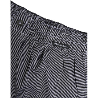 Dolce & Gabbana Gray Striped Cotton Regular Boxer Underwear