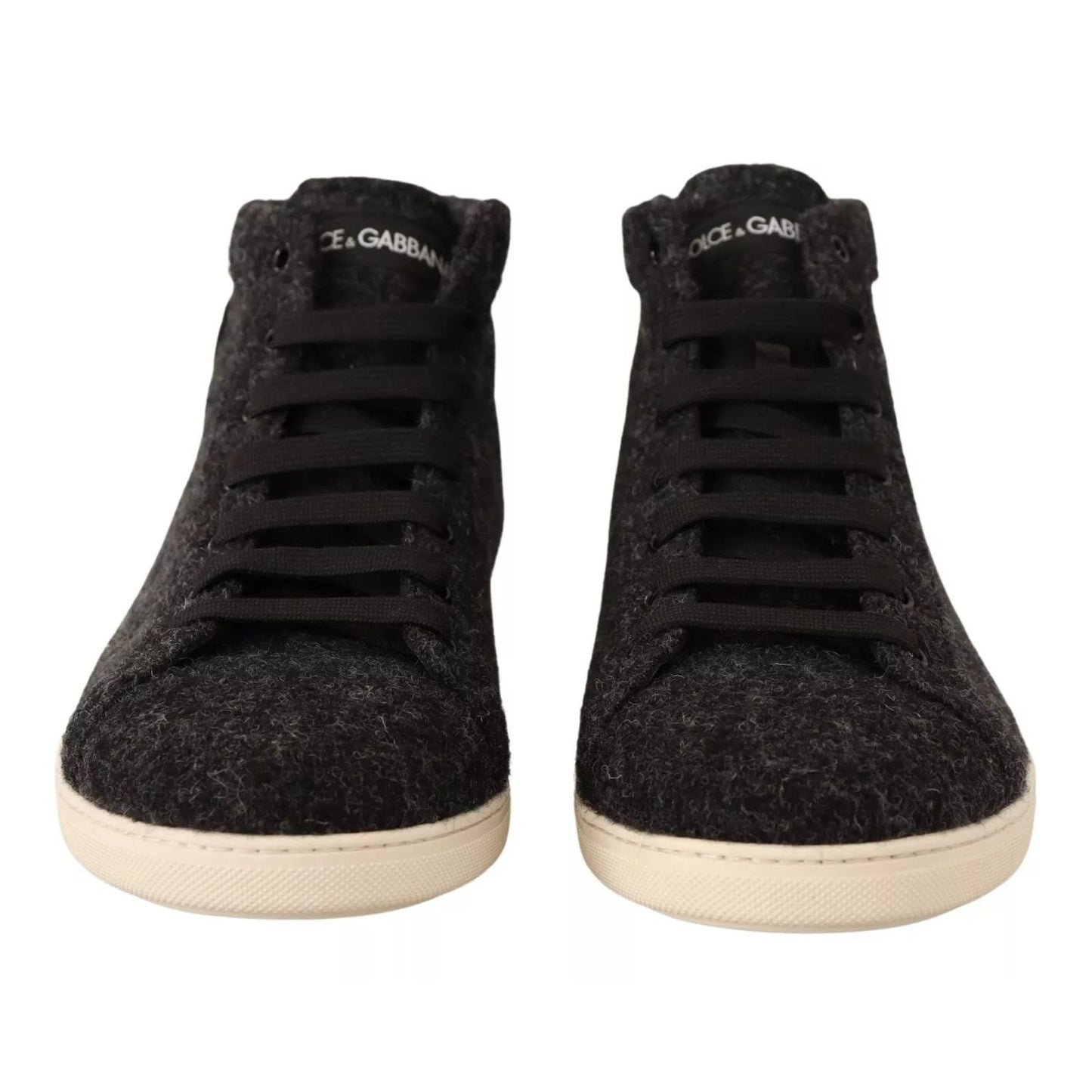 Dolce & Gabbana Gray Wool Cotton Casual High Top Sneakers
