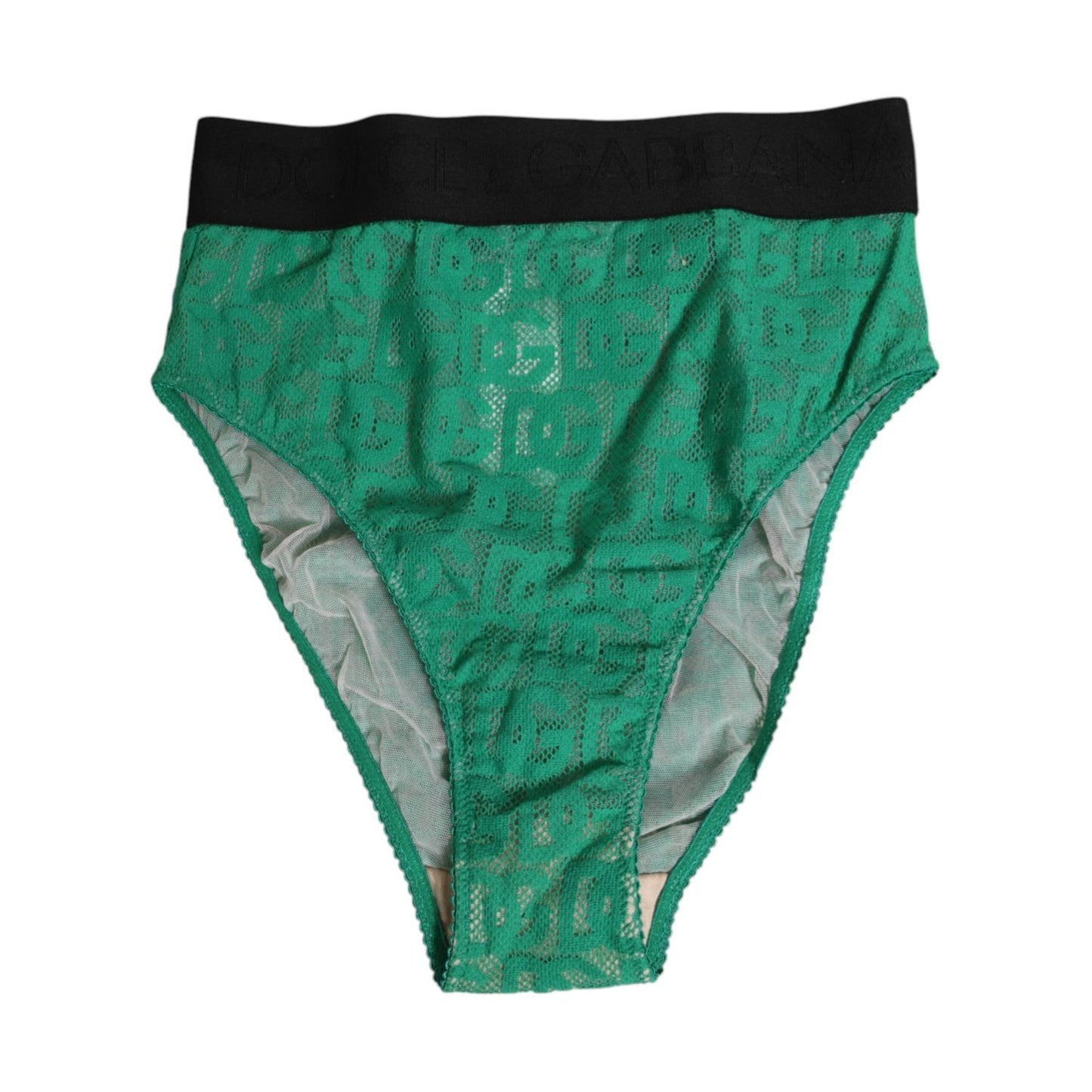 Dolce & Gabbana Green DG Logo Lace High Brief Panty Underwear