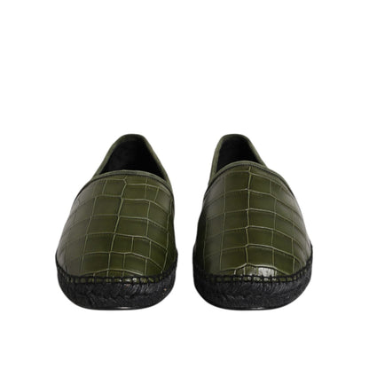 Dolce & Gabbana Green Exotic Leather Espadrilles Slip On Shoes