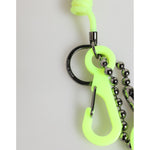 Dolce & Gabbana Green Springy Key Holder DG Logo Men's Keychain with vibrant cord and metal charm.