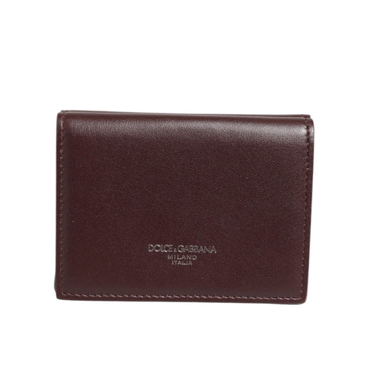 Dolce & Gabbana Leather Embossed Logo Trifold Men Card Holder Dark Brown, embossed with Milano logo, crafted in high-quality leather.