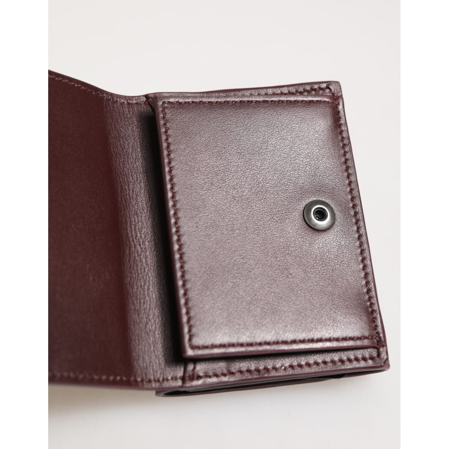 Dolce & Gabbana Leather Embossed Logo Trifold Men Card Holder Dark Brown inside view