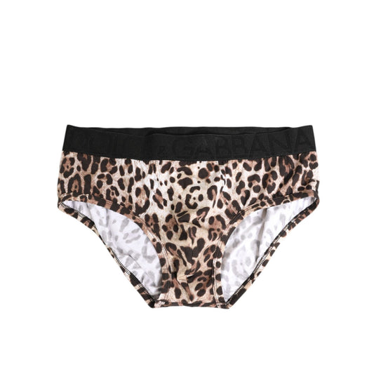 Dolce & Gabbana Leopard Print Black Waistband Cotton Underwear for men, featuring luxury style and comfort.