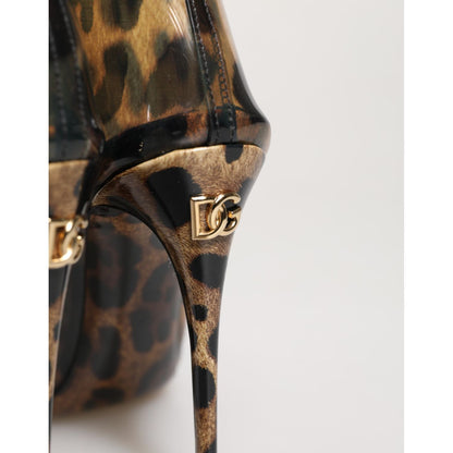 Dolce & Gabbana Leopard Print PVC Pointed Toe Boots Shoes