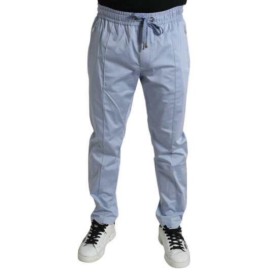 Dolce & Gabbana Light Blue Cotton Stretch Jogger Pants