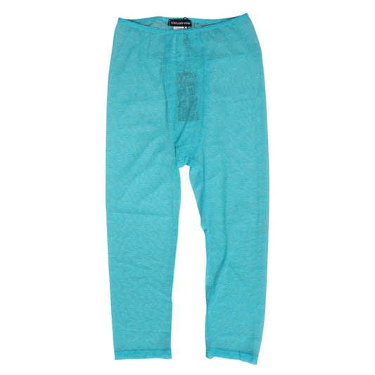 Dolce & Gabbana Light Blue Logo Lace Tight Midi Trouser Underwear made in Italy, nylon elastane blend for comfort and style.