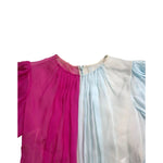 Dolce & Gabbana Light Blue Silk Two Tone Midi Dress with fuchsia and light blue pleats, zipper closure, made in Italy
