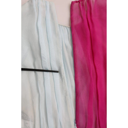 Dolce & Gabbana Light Blue Silk Two Tone Midi Dress