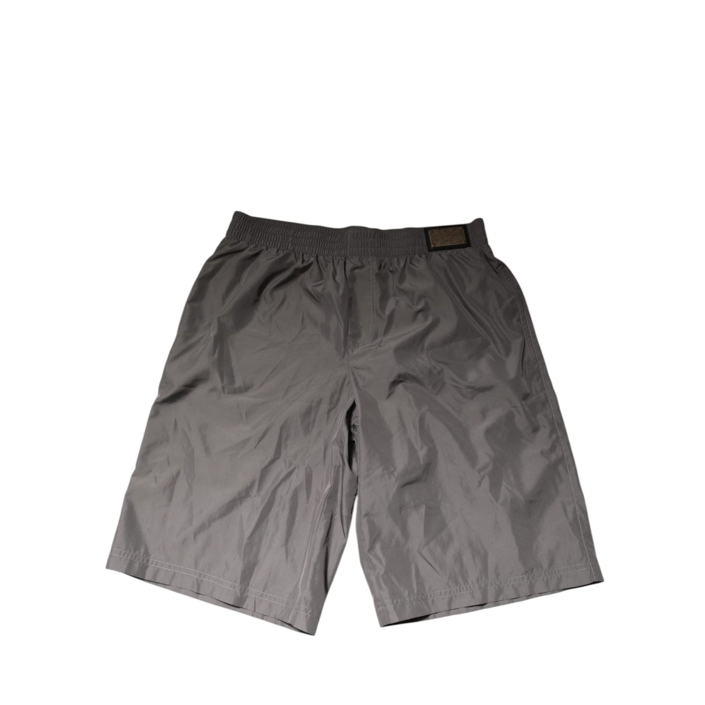 Dolce & Gabbana Light Gray Nylon Elastic Waist Shorts Swimwear