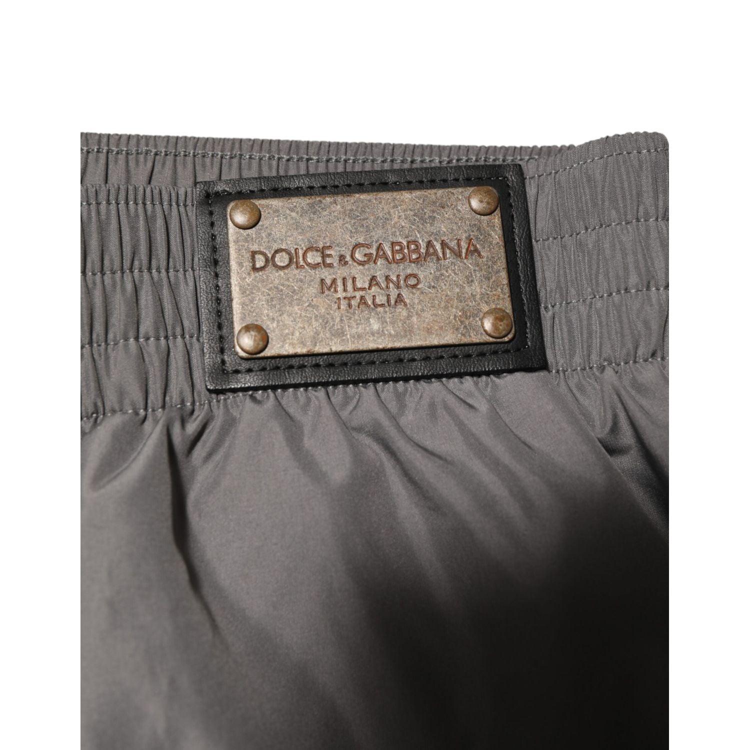 Dolce & Gabbana Light Gray Nylon Elastic Waist Shorts Swimwear