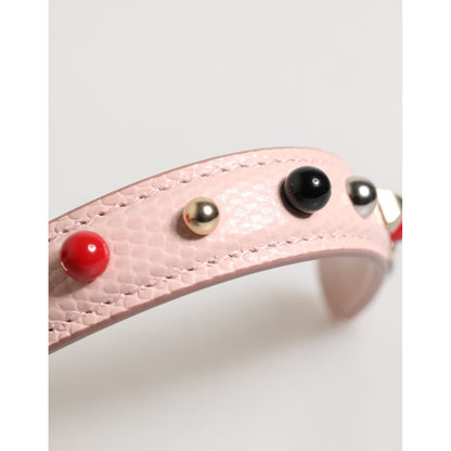 Dolce & Gabbana Light Pink Embellished Leather Bag Handle Shoulder Strap
