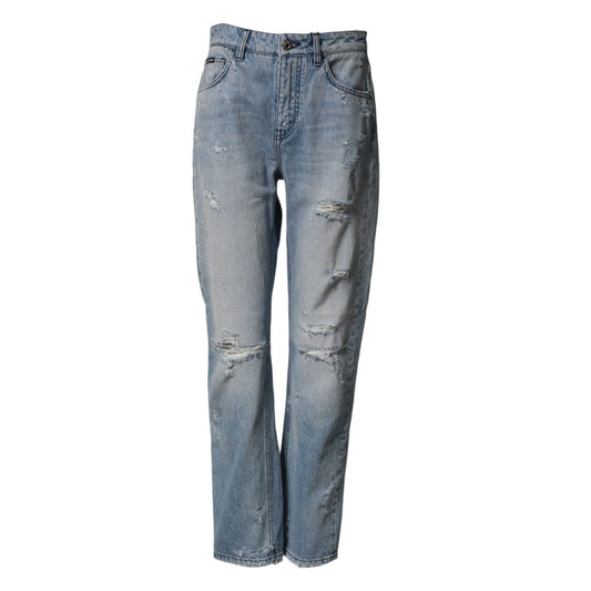 Dolce & Gabbana LightBlue Ripped Washed BOYFRIEND Denim Jeans