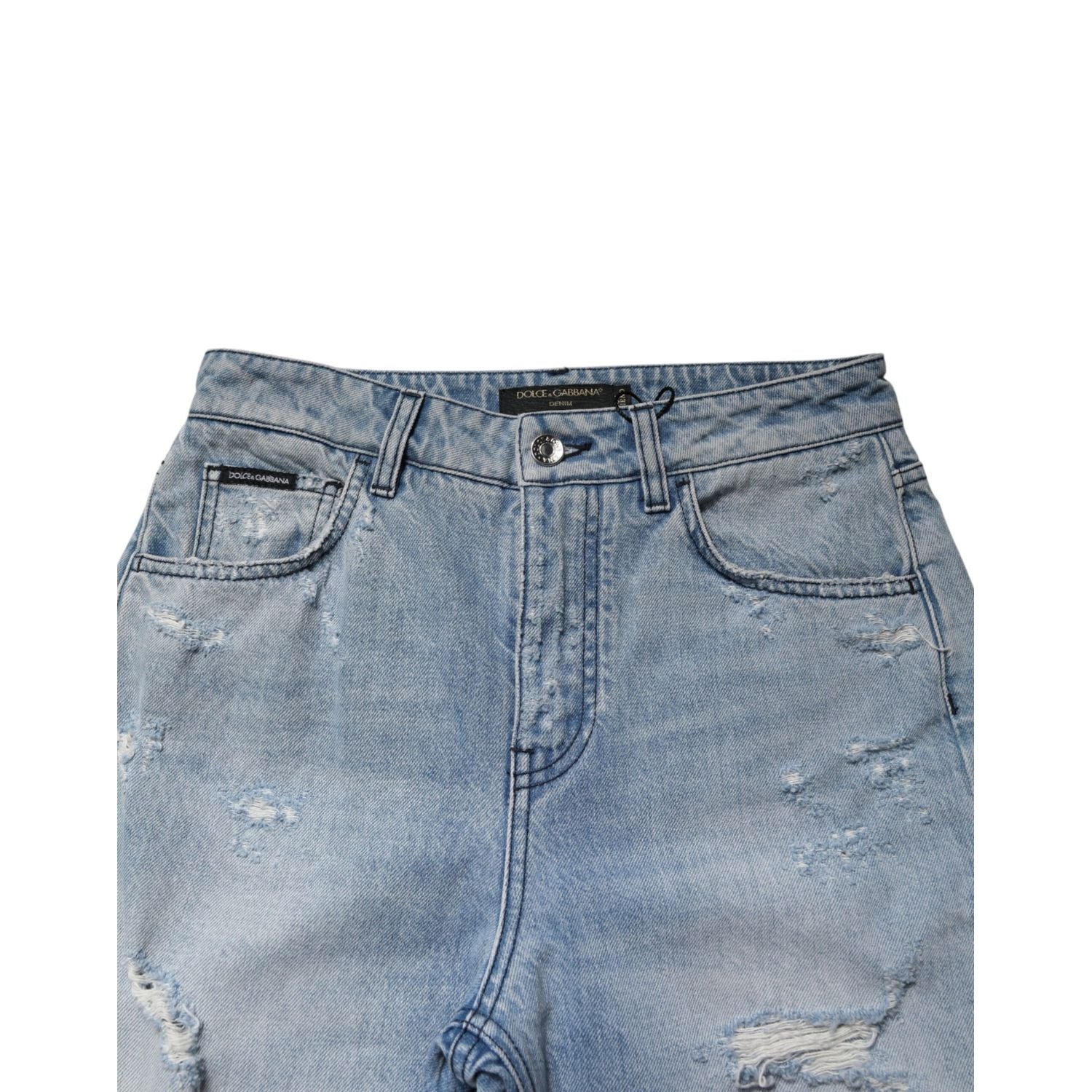 Dolce & Gabbana LightBlue Ripped Washed BOYFRIEND Denim Jeans