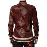 Dolce & Gabbana Maroon Dotted Silk Long Sleeve Casual Shirt