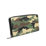 Dolce & Gabbana Multicolor Camouflage Logo Zip Around Continental Wallet in calf leather with zipper closure and logo detail.