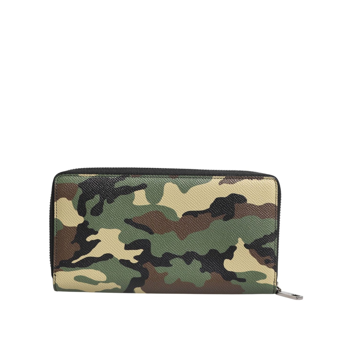 Dolce & Gabbana Multicolor Camouflage Logo Zip Around Continental Wallet made of 100% calf leather with zipper closure and logo details.