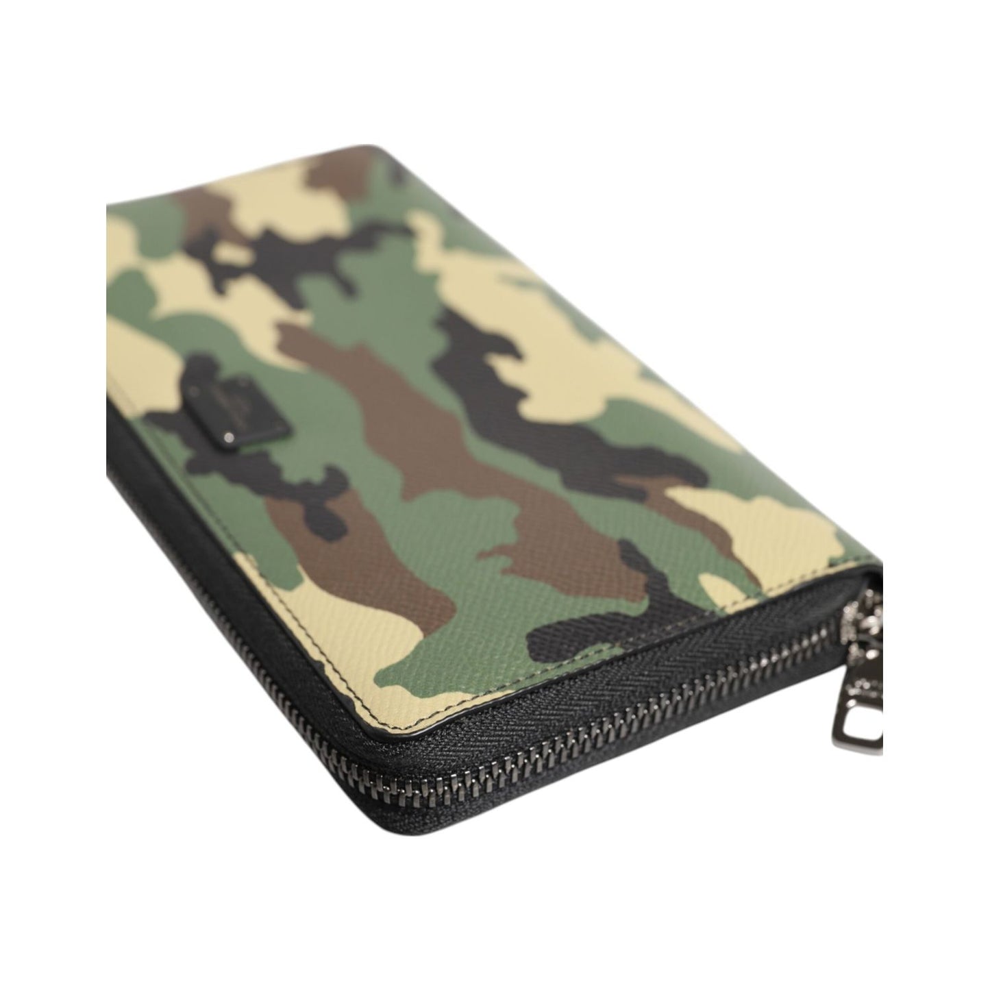 Dolce & Gabbana Multicolor Camouflage Logo Zip Around Continental Wallet, calf leather with zipper closure and logo details, made in Italy