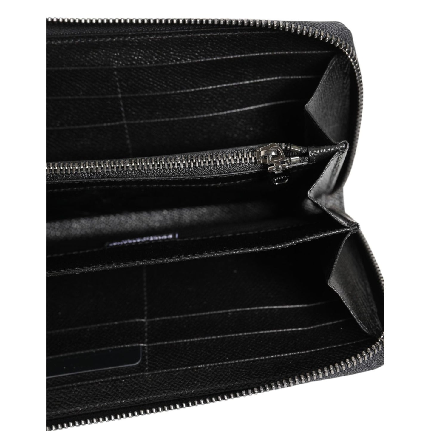 Interior view of Dolce & Gabbana Multicolor Camouflage Logo Zip Around Continental Wallet with card and bill slots.
