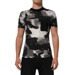 Dolce & Gabbana Multicolor Camouflage Men Short Sleeves T-shirt in bold print, crew neck, worn by a male model.