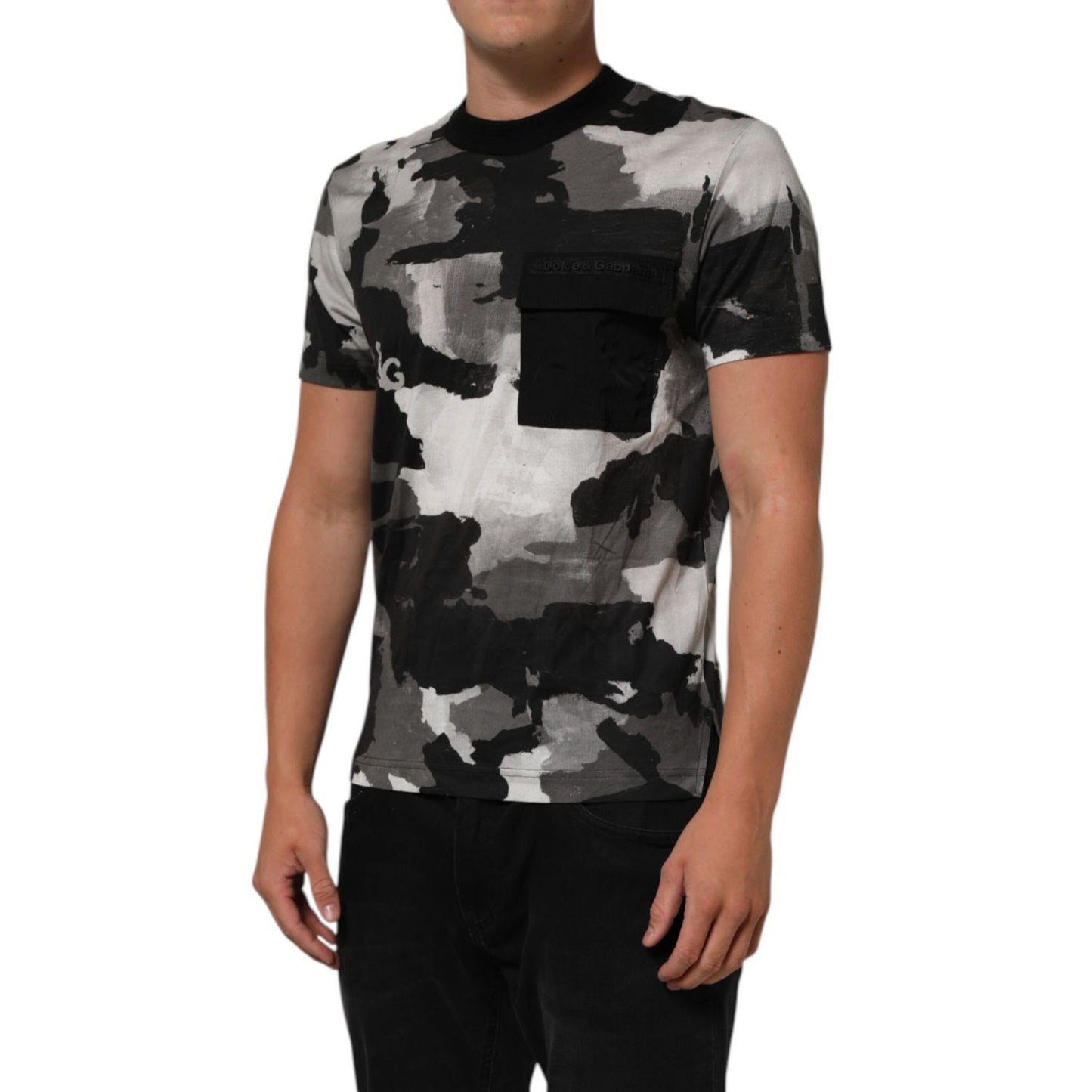 Dolce & Gabbana Multicolor Camouflage Men Short Sleeves T-shirt with crew neck, made of premium cotton, featuring bold print.