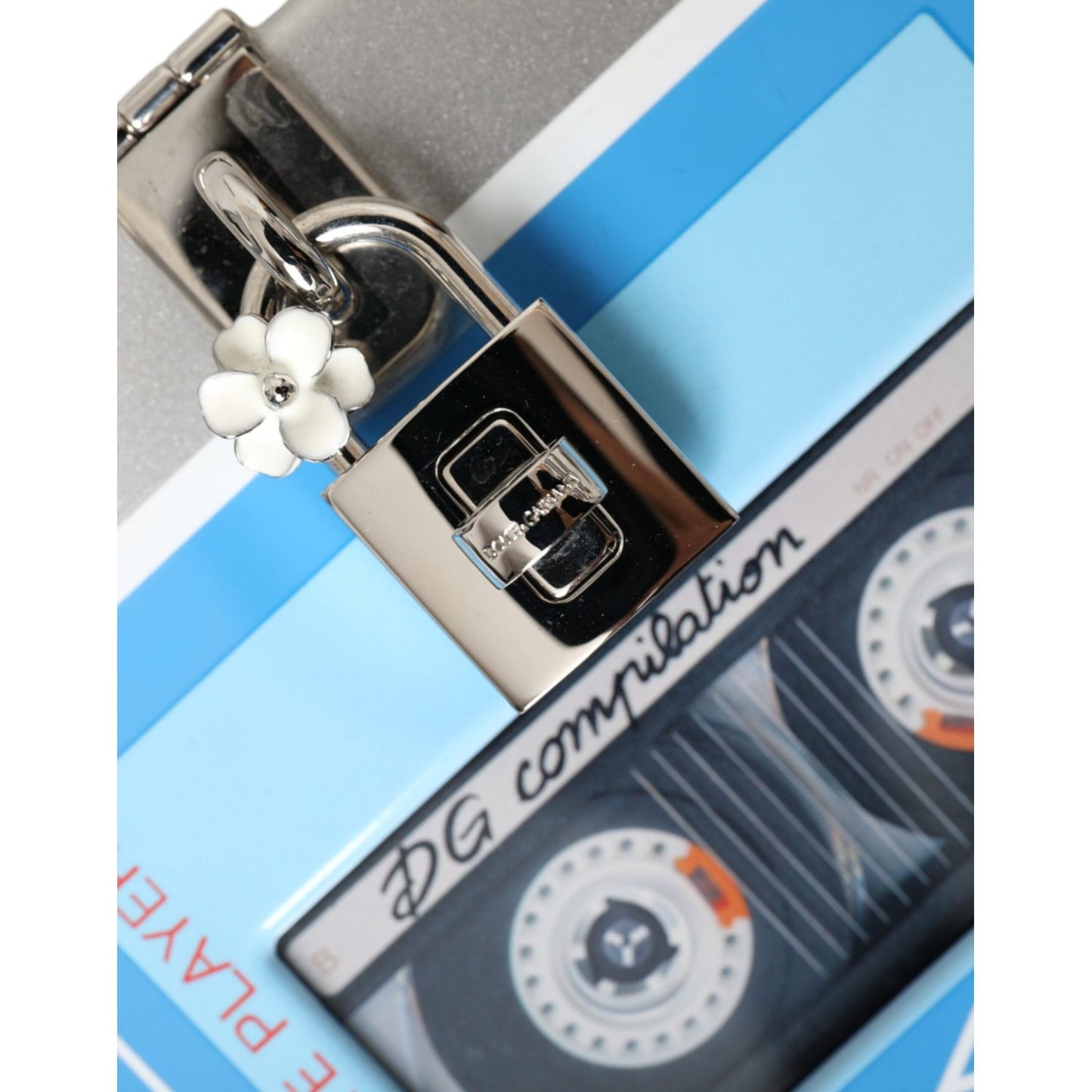 Dolce & Gabbana Multicolor Cassette Player Box DG Music Crossbody Shoulder Bag with padlock and flower charm.