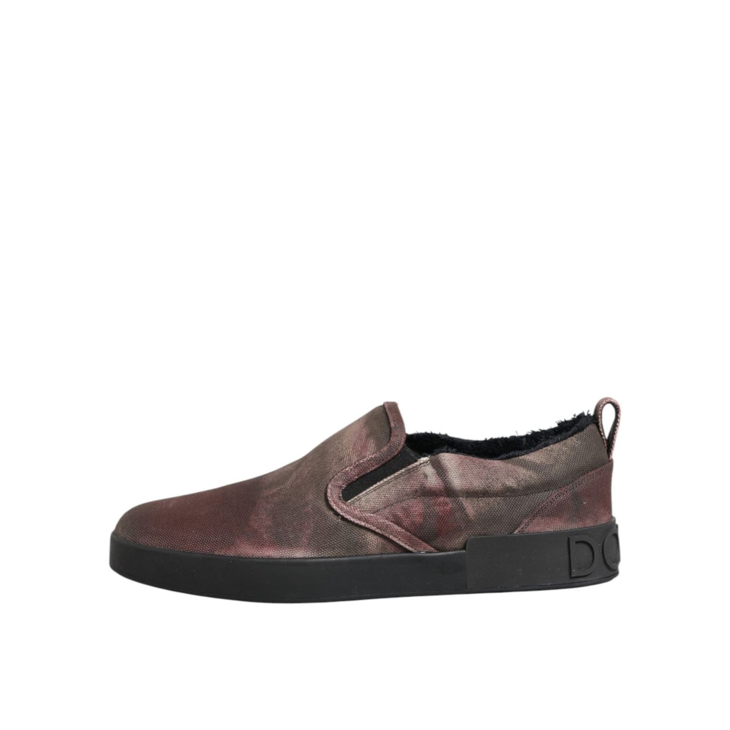 Dolce & Gabbana Multicolor Cotton Low Top Slip On Men Sneakers Shoes, side view showing sleek design and comfort.