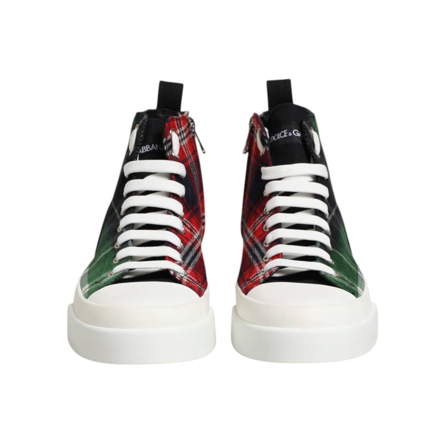 Dolce & Gabbana Multicolor DG Logo Men High Top Sneakers Shoes with lace-up design and vibrant cotton material.