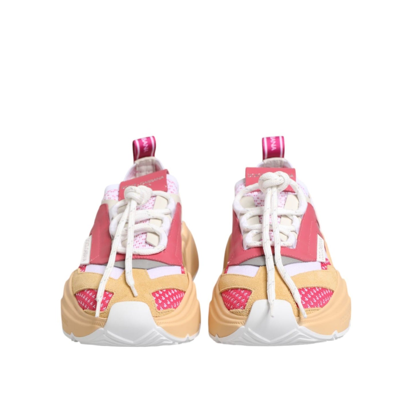Dolce & Gabbana Multicolor Leather Daymaster Low Top Sneakers Shoes featuring chunky sole and lace-up closure, front view.