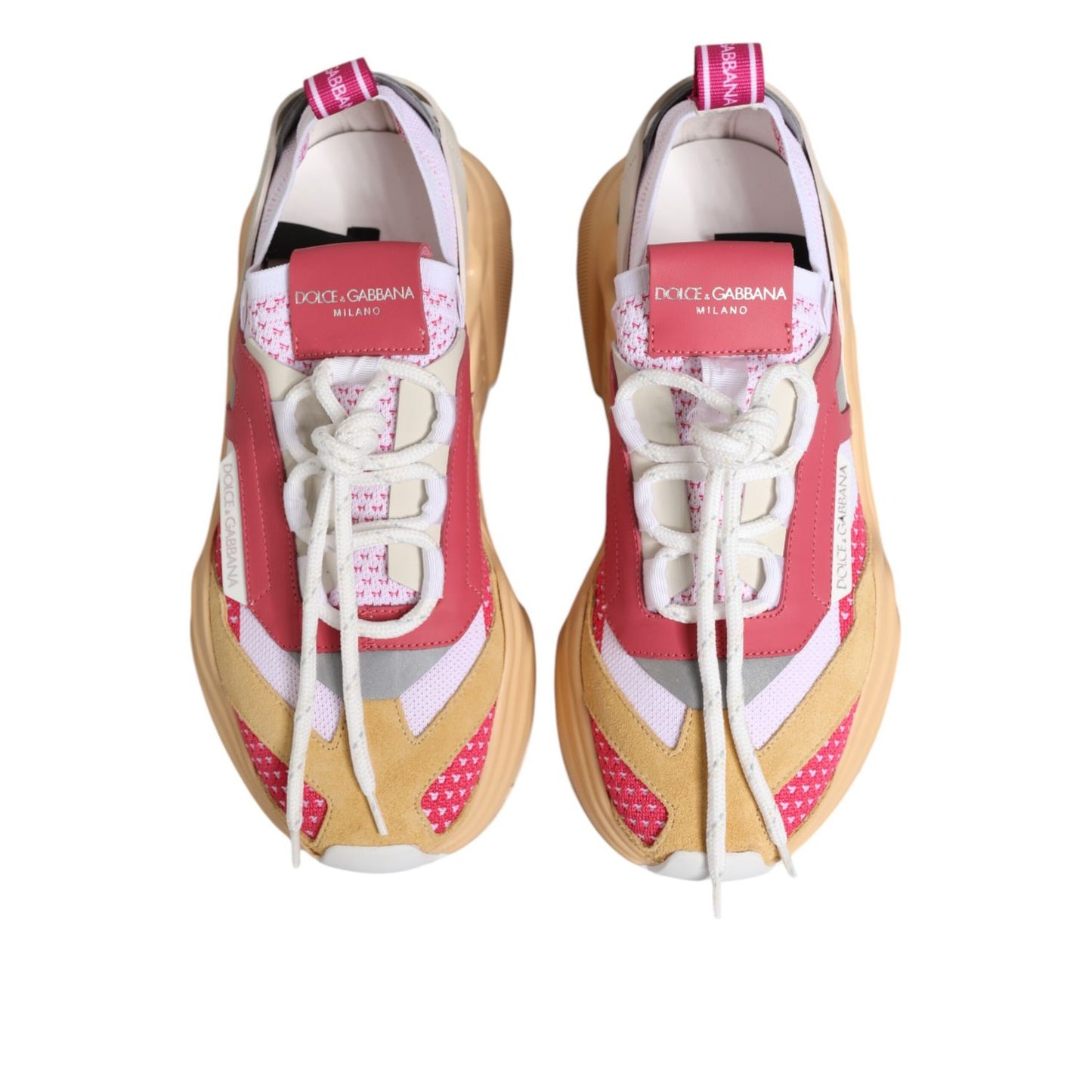 Dolce & Gabbana Multicolor Leather Daymaster Low Top Sneakers Shoes with chunky rubber sole and lace-up closure.