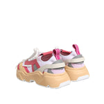 Dolce & Gabbana Multicolor Leather Daymaster Low Top Sneakers Shoes with chunky rubber sole and lace-up closure, rear view.