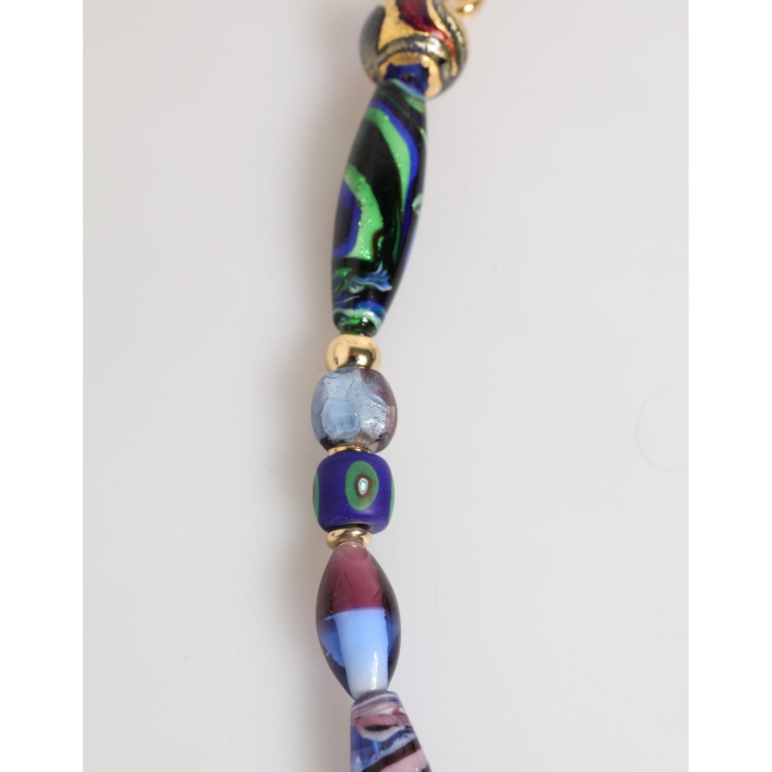 Dolce & Gabbana Multicolor Murano Glass Beads Gold Brass Chain Jewelry Necklace