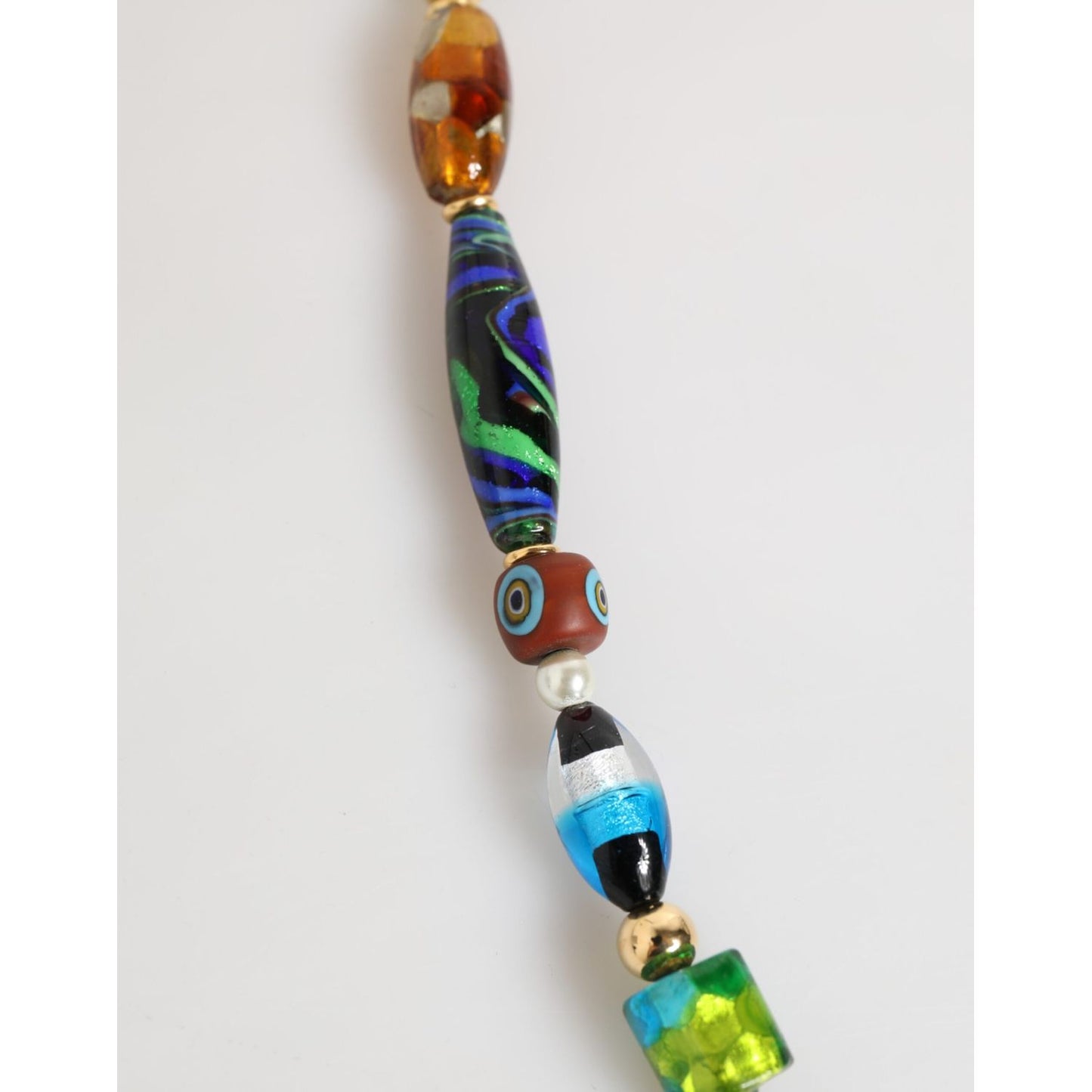 Dolce & Gabbana Multicolor Murano Glass Beads Gold Chain Jewelry Necklace